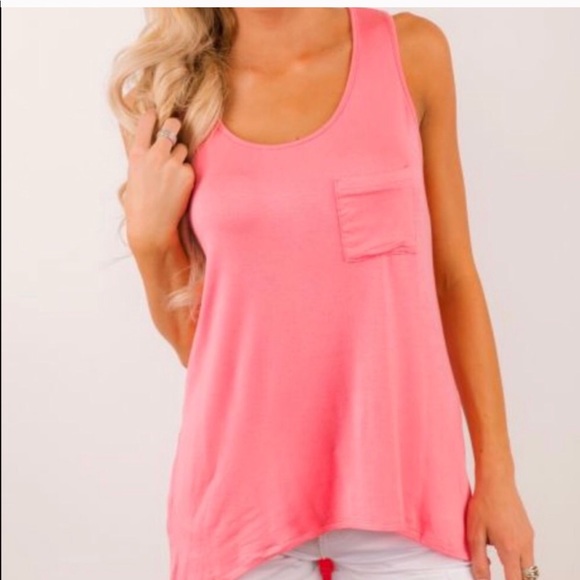 Simple Pink Tank with Pocket - Picture 1 of 2
